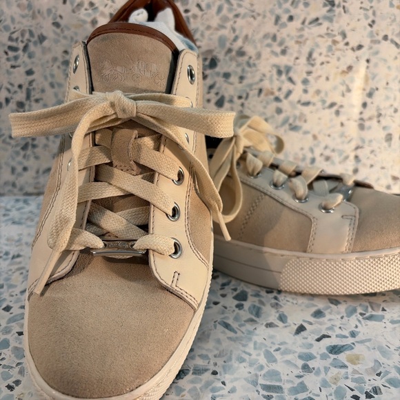 Coach Shoes - Coach Paddy A01987 Beige Suede Leather Low Top Sneakers Women’s 8.5
